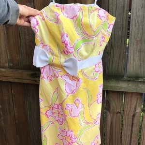 Lilly Pulitzer Strapless Floral Yellow Dress